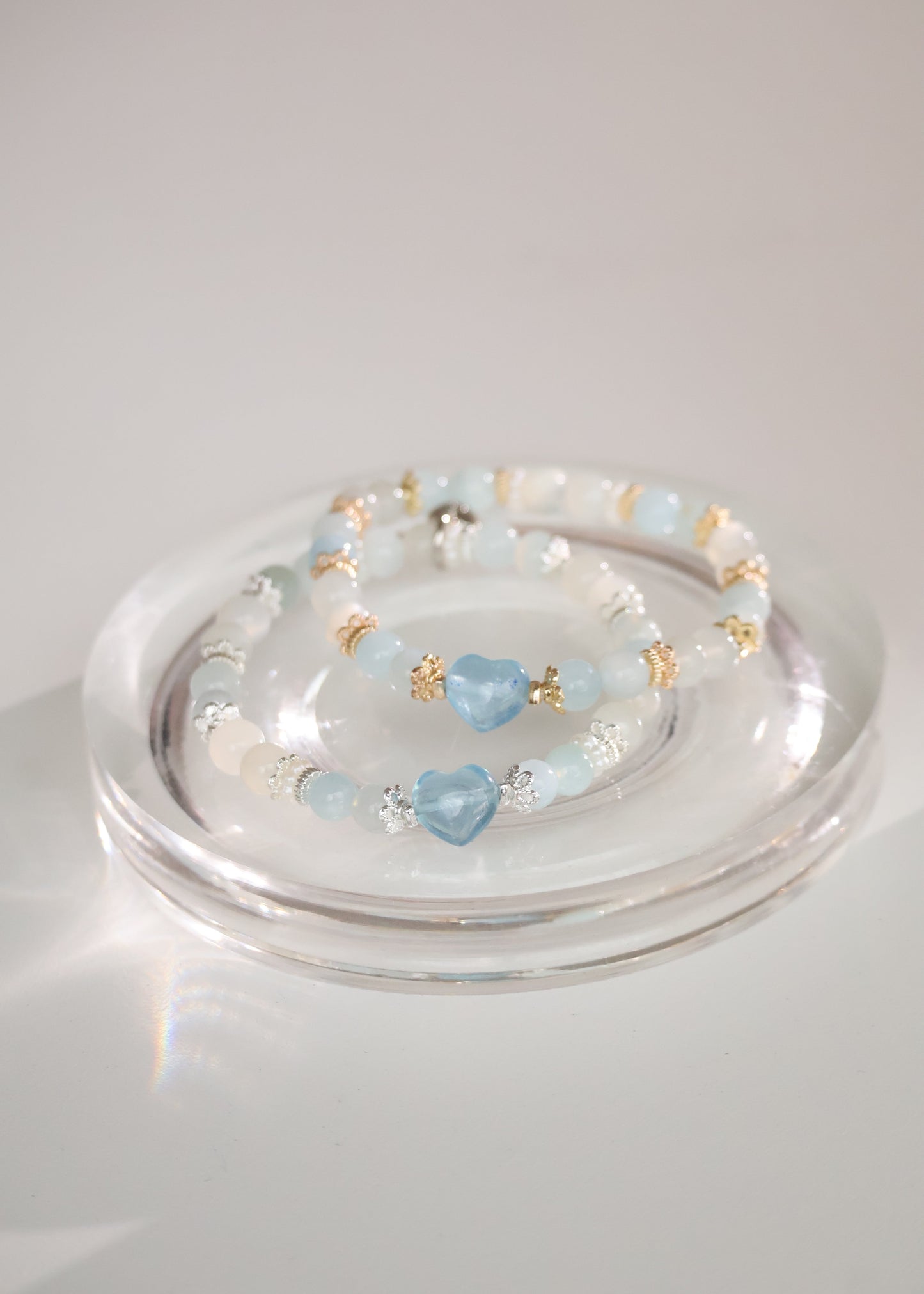 *Instocks* 6mm Stacker with Heart Carving Crystal Bracelet (Elastic)