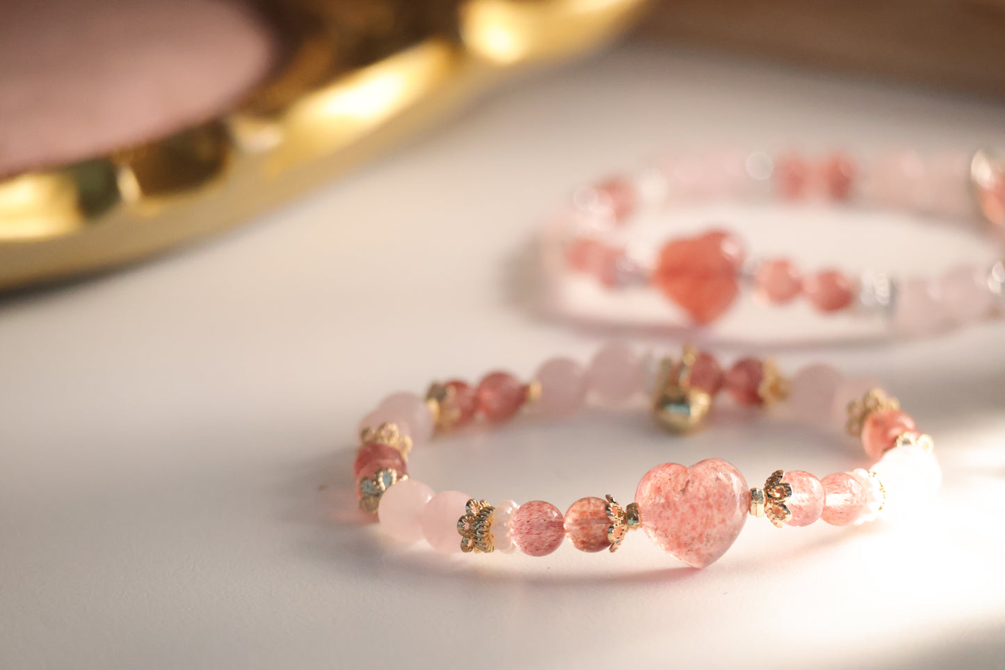 *Instocks* 6mm Stacker with Heart Carving Crystal Bracelet (Elastic)