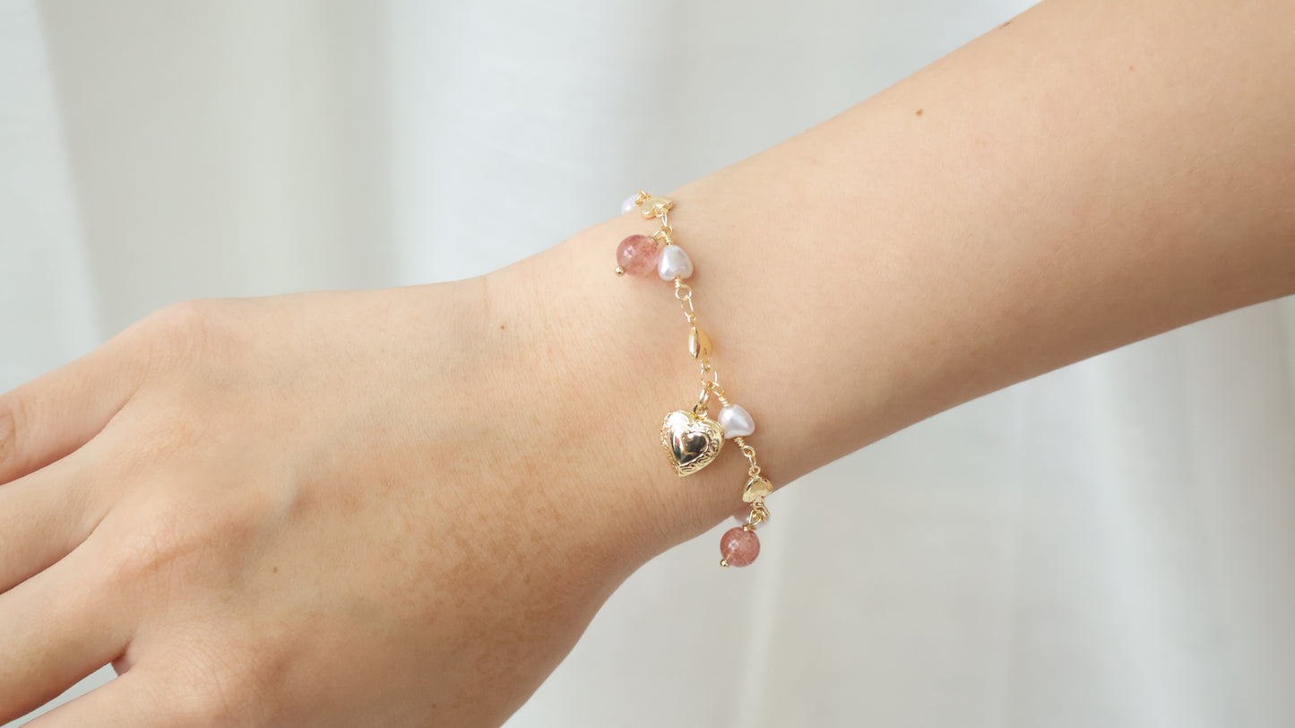*Backorder* Dangly V2 - Strawberry Quartz Crystal Bracelet (OT Clasp)