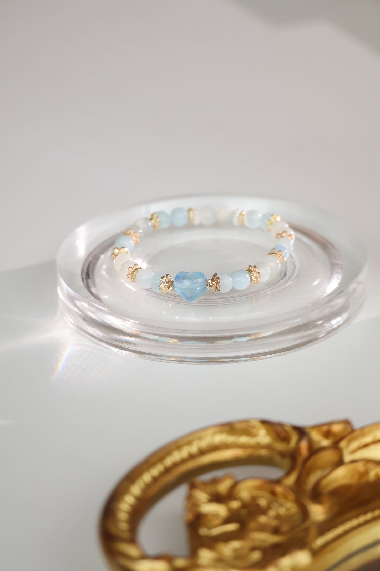 *Instocks* 6mm Stacker with Heart Carving Crystal Bracelet (Elastic)