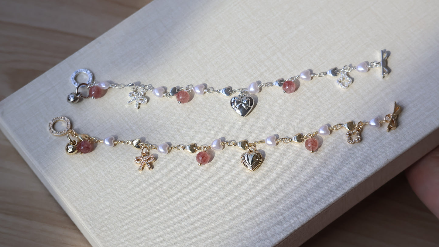 *Backorder* Dangly V2 - Strawberry Quartz Crystal Bracelet (OT Clasp)
