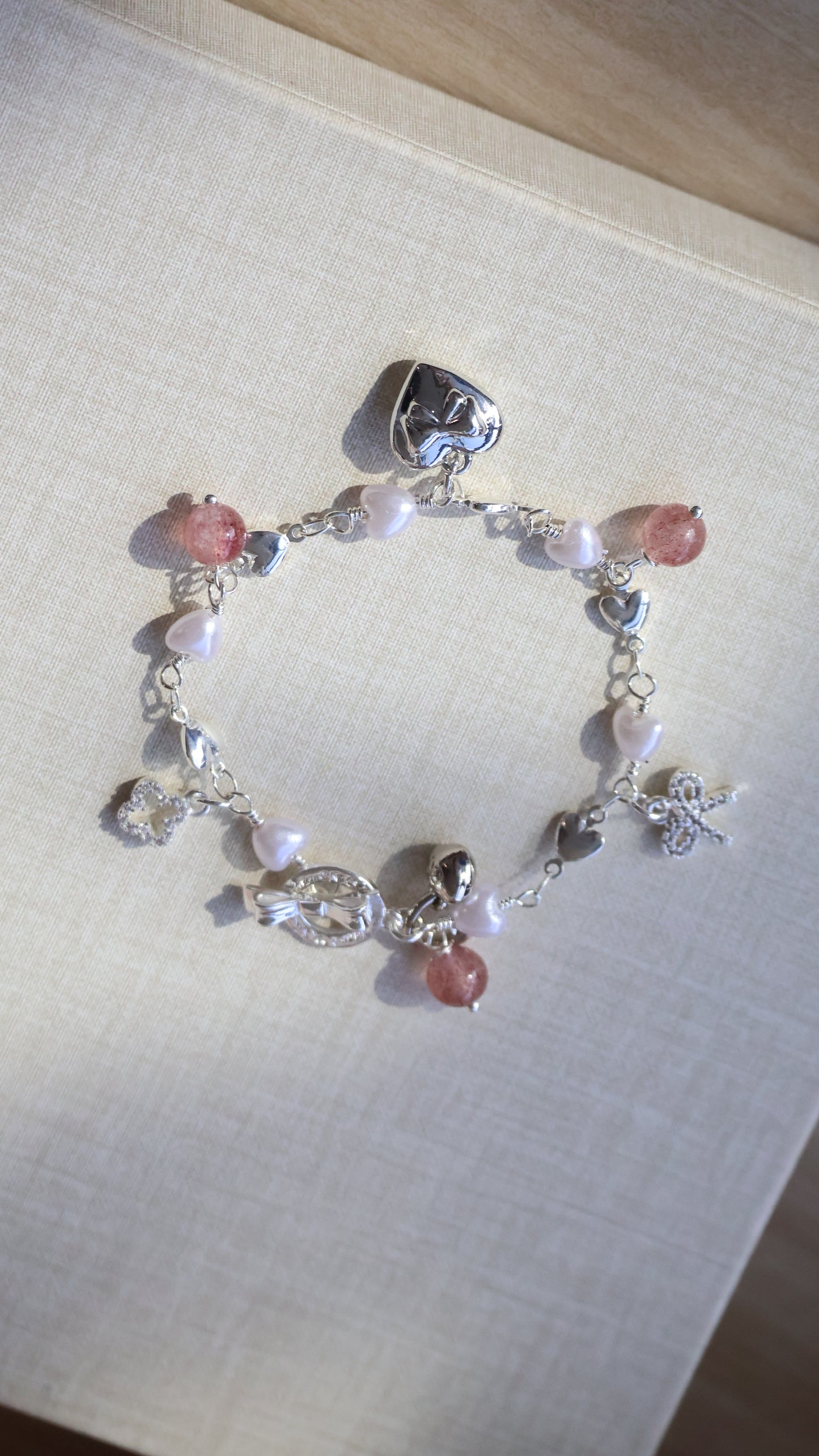 *Backorder* Dangly V2 - Strawberry Quartz Crystal Bracelet (OT Clasp)