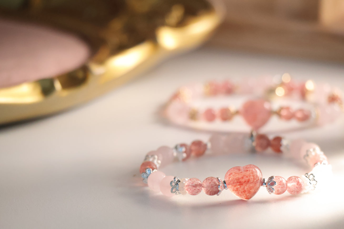 *Instocks* 6mm Stacker with Heart Carving Crystal Bracelet (Elastic)