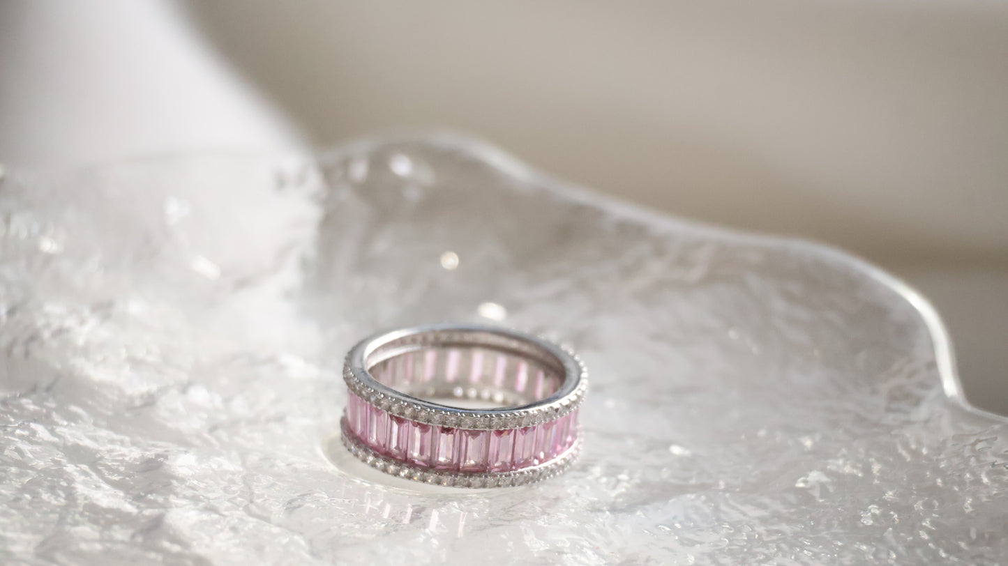 *Instocks* Camila - Pink Baguette Cut Moissanite Band Ring