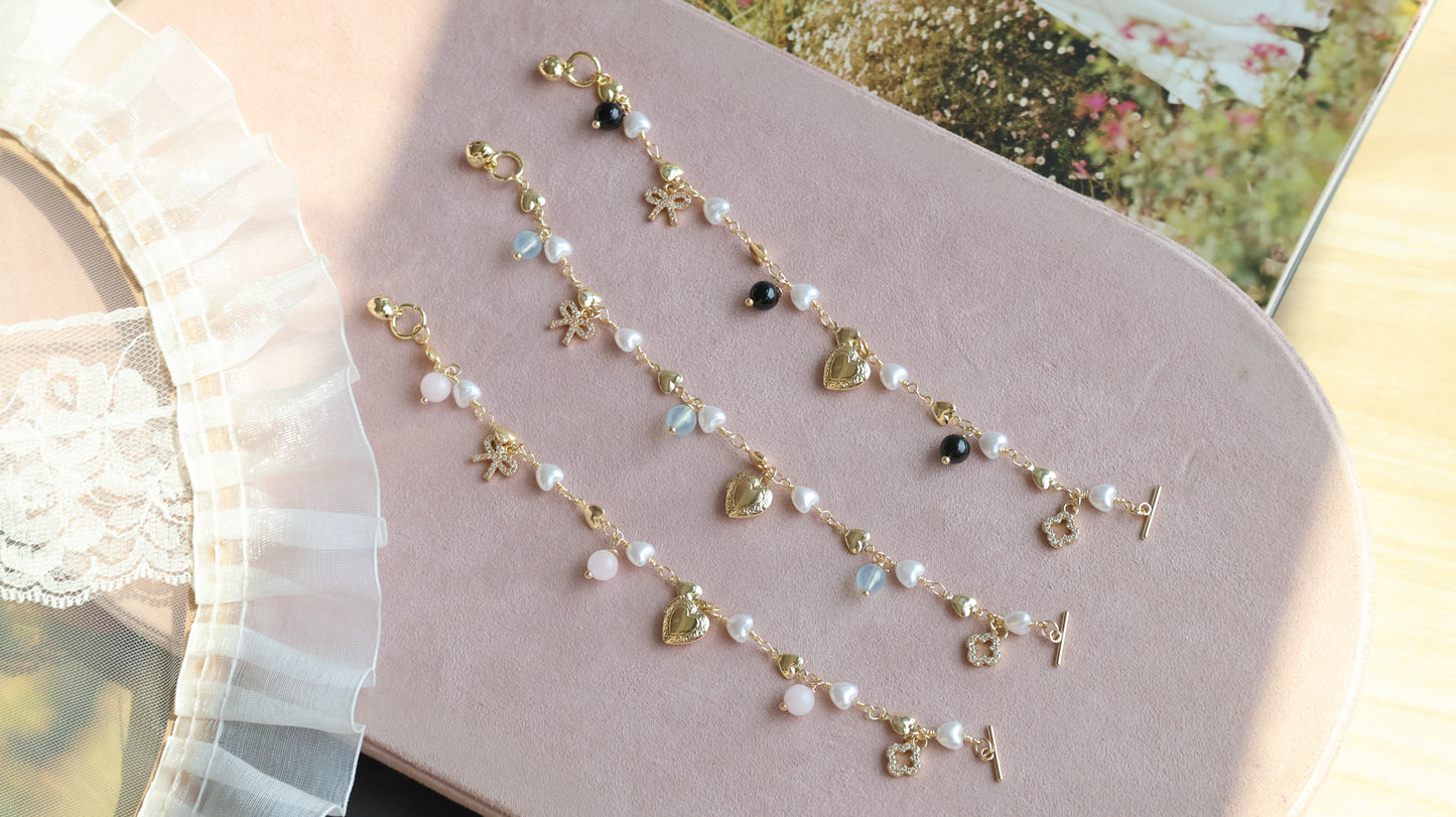 *Instocks* Danglys V2 with Ribbon, Heart Locket & Mini Clover Crystal Bracelet (OT Clasp)
