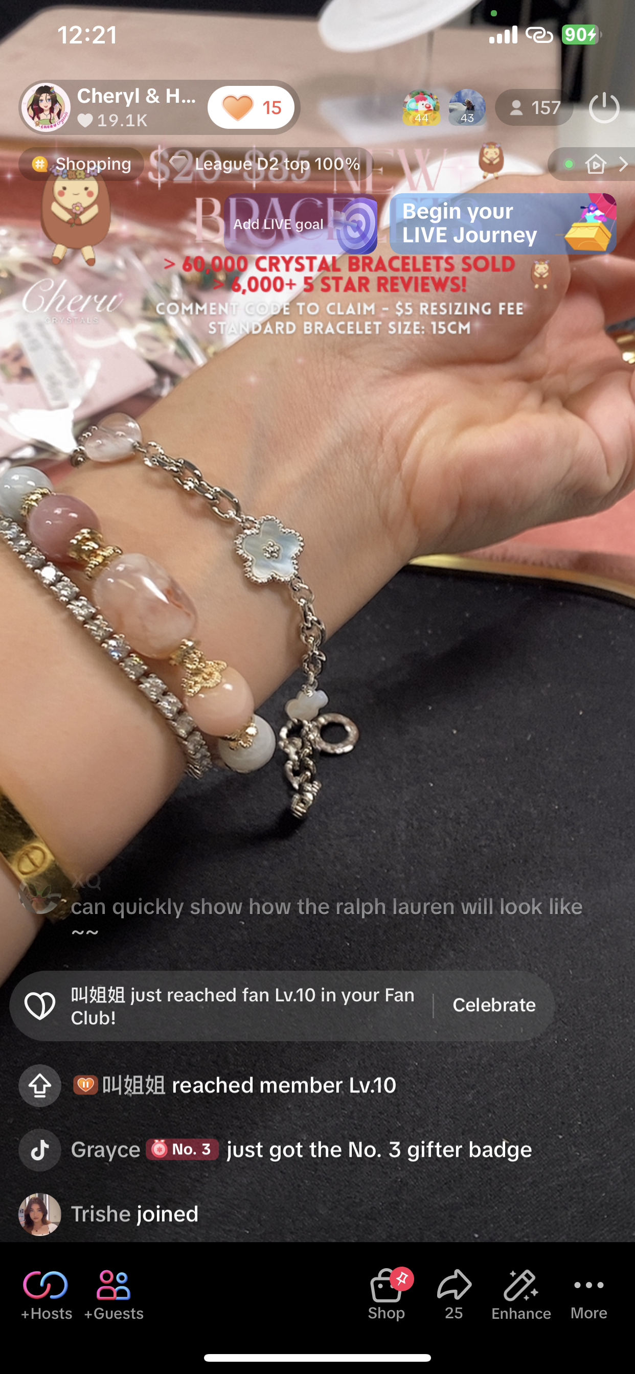 *Backorder* Celine - Chain with Snow Garden Rose Quartz Heart, MOP Clover & Flower Crystal Bracelet (OT Clasp) 2.0
