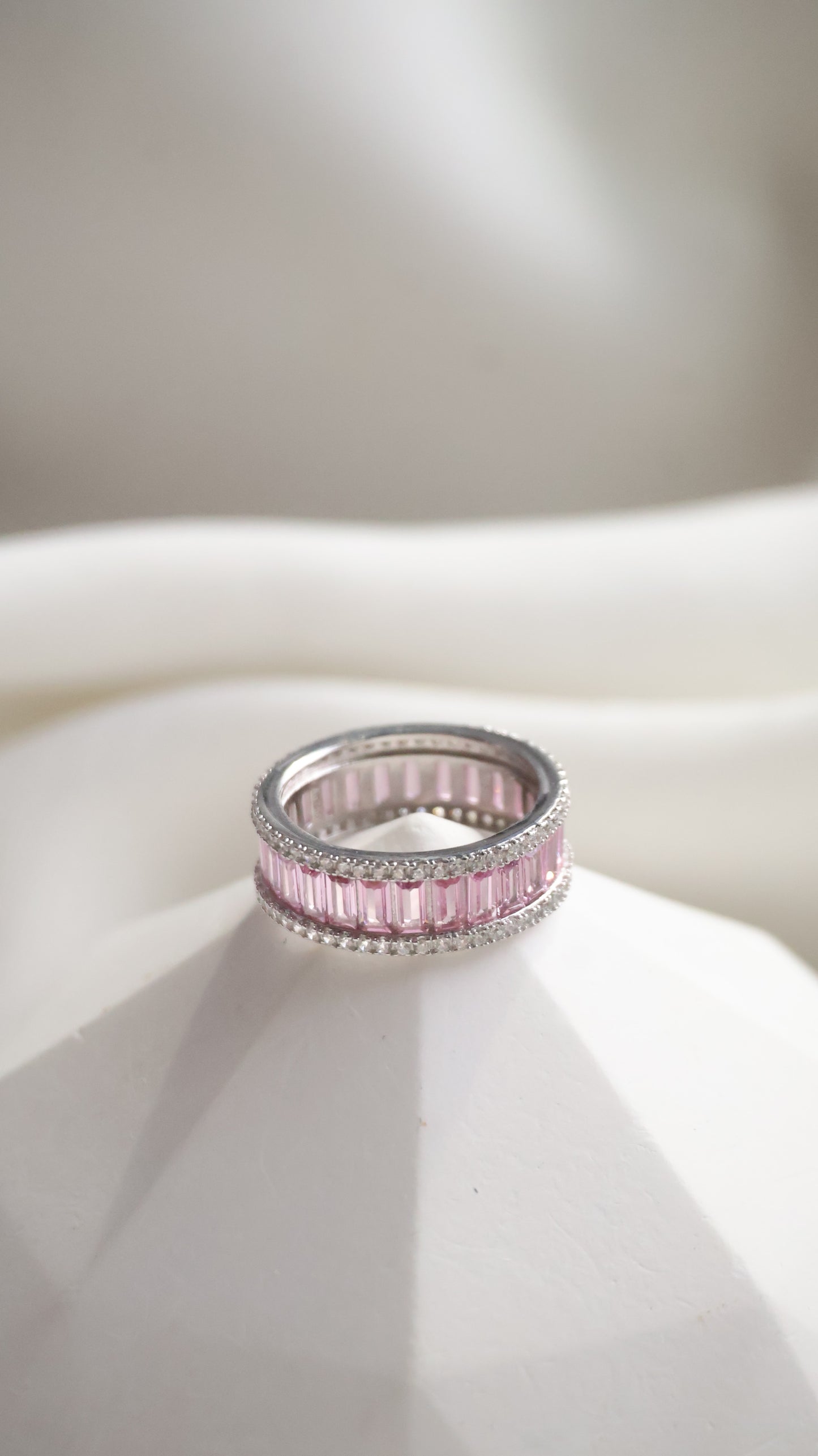 *Instocks* Camila - Pink Baguette Cut Moissanite Band Ring