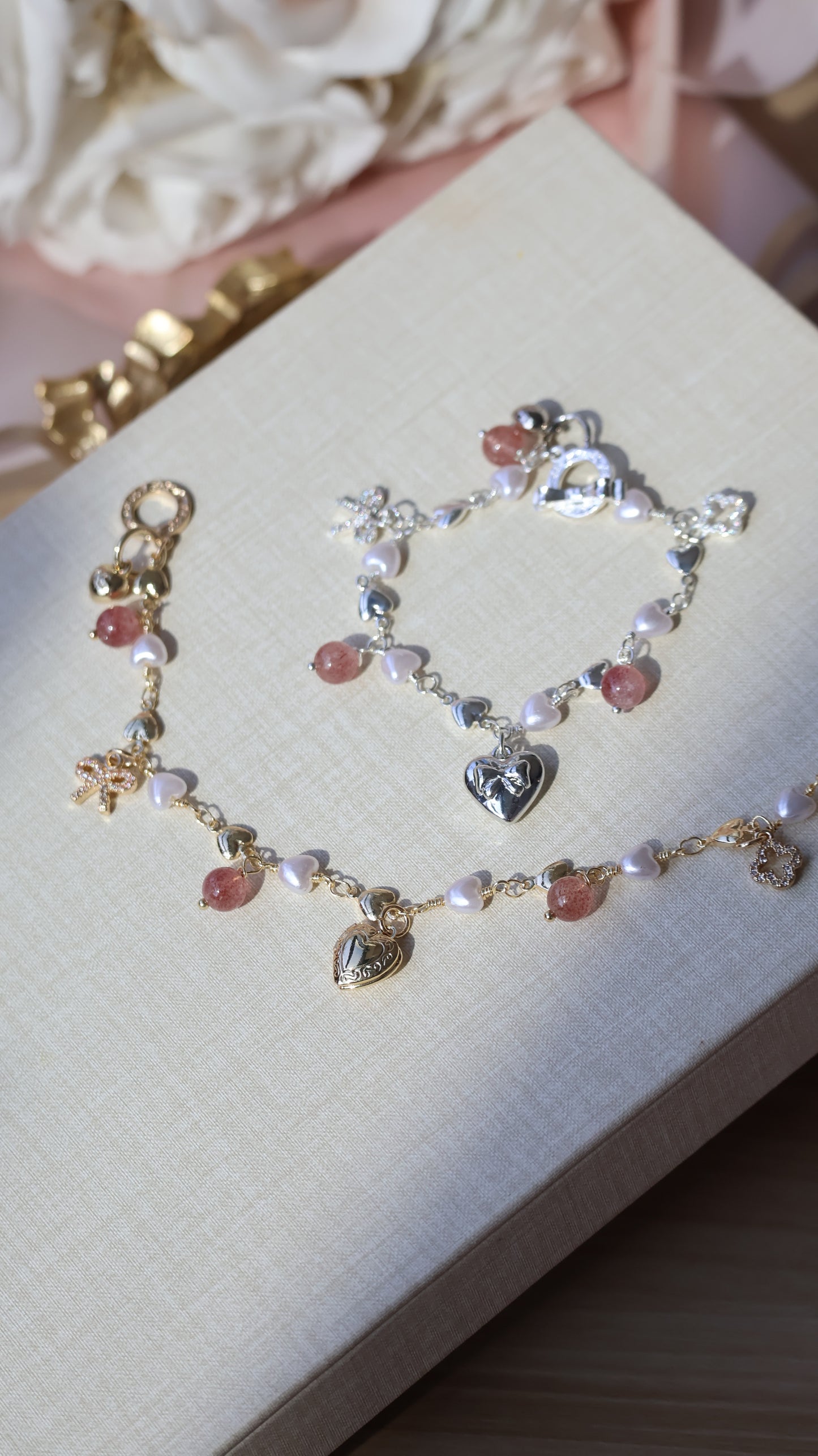 *Backorder* Dangly V2 - Strawberry Quartz Crystal Bracelet (OT Clasp)