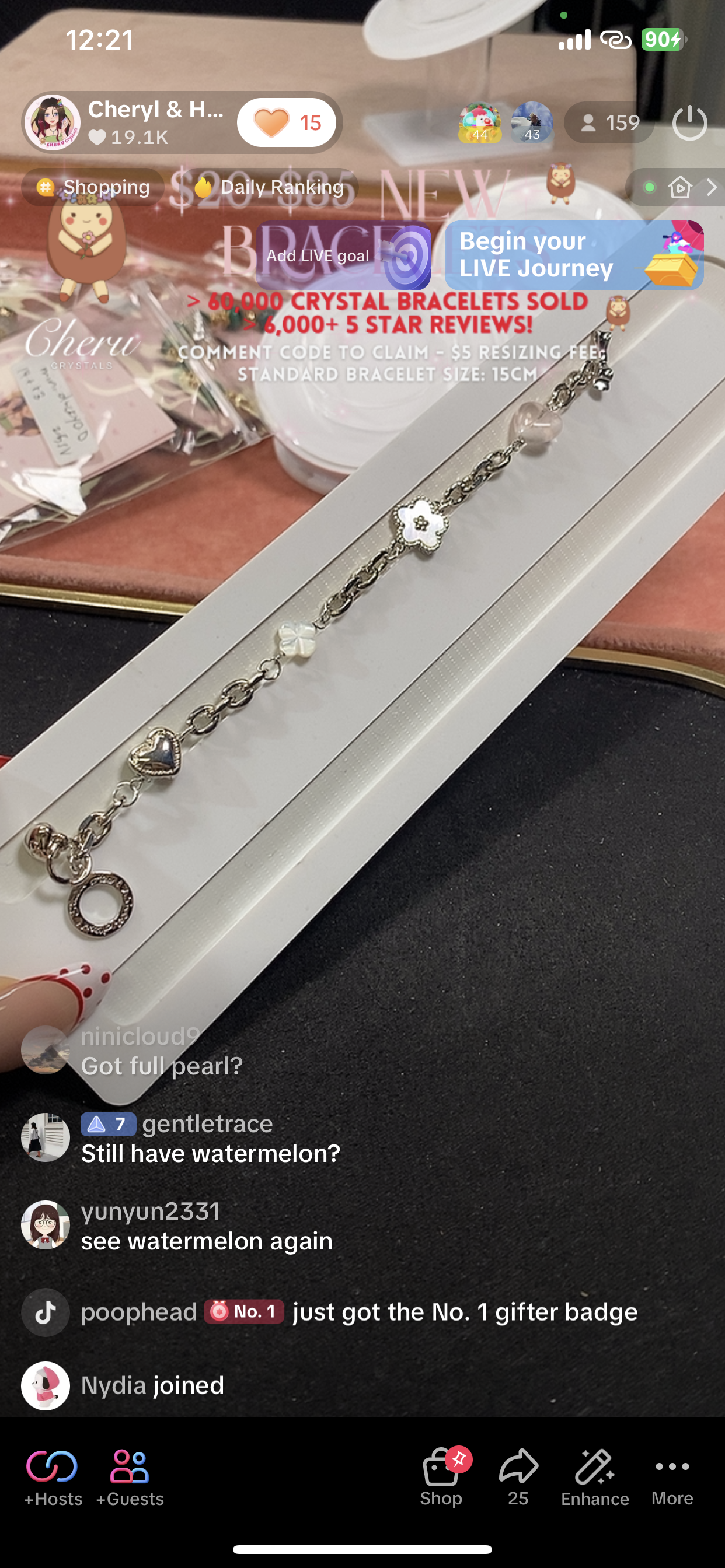 *Backorder* Celine - Chain with Snow Garden Rose Quartz Heart, MOP Clover & Flower Crystal Bracelet (OT Clasp) 2.0
