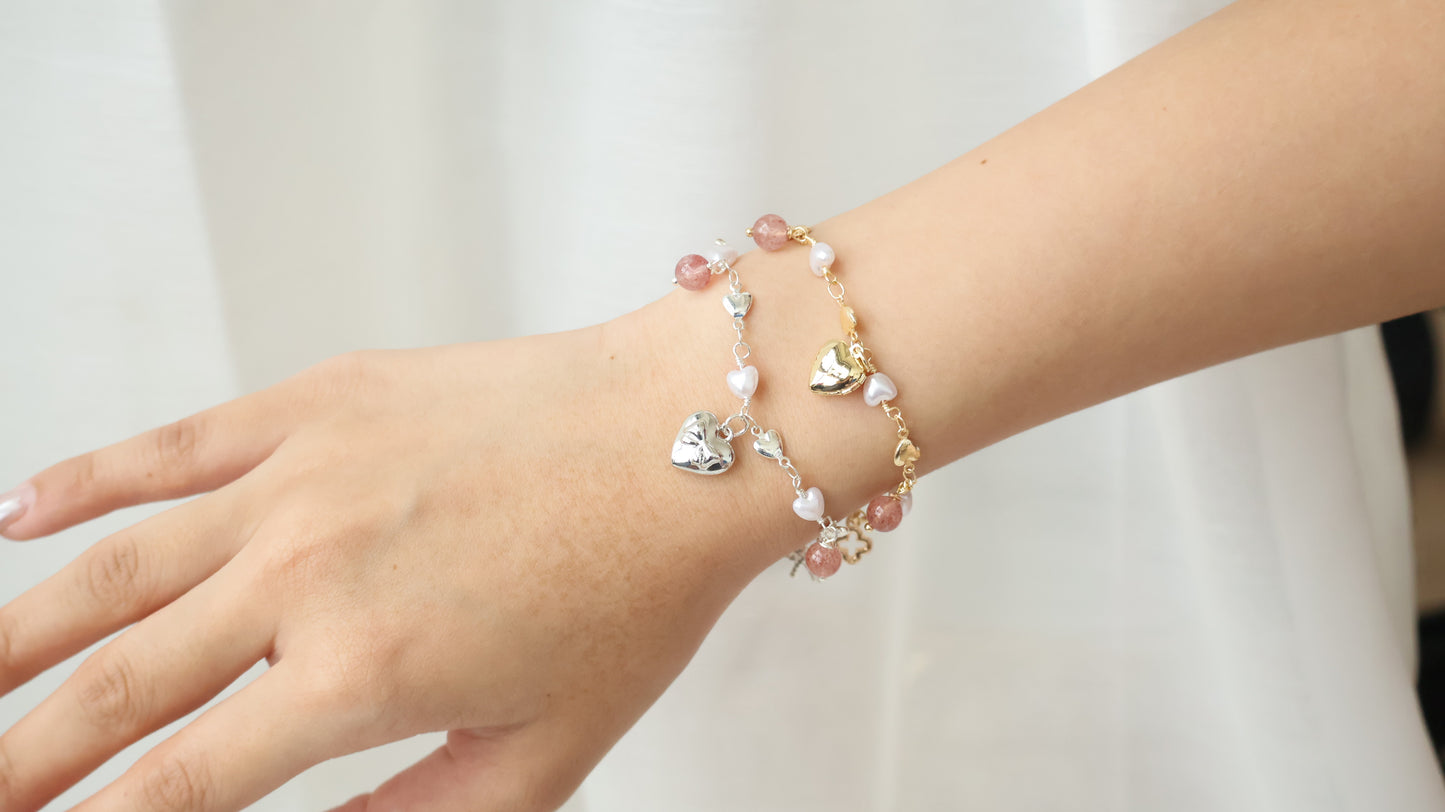 *Backorder* Dangly V2 - Strawberry Quartz Crystal Bracelet (OT Clasp)