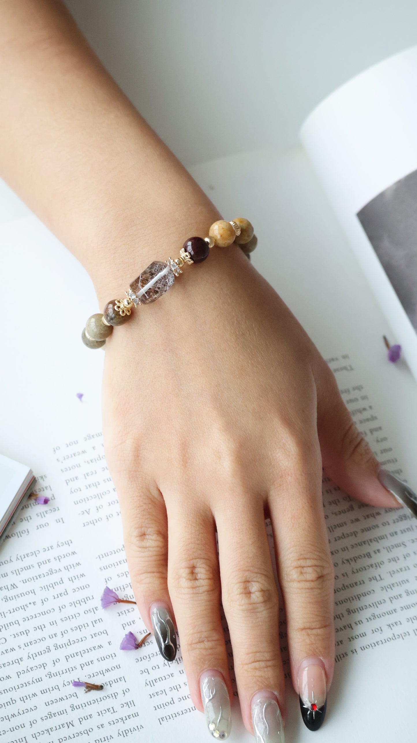 *Backorder* Garden Quartz with Garden Quartz Freeform Crystal Bracelet (Elastic)
