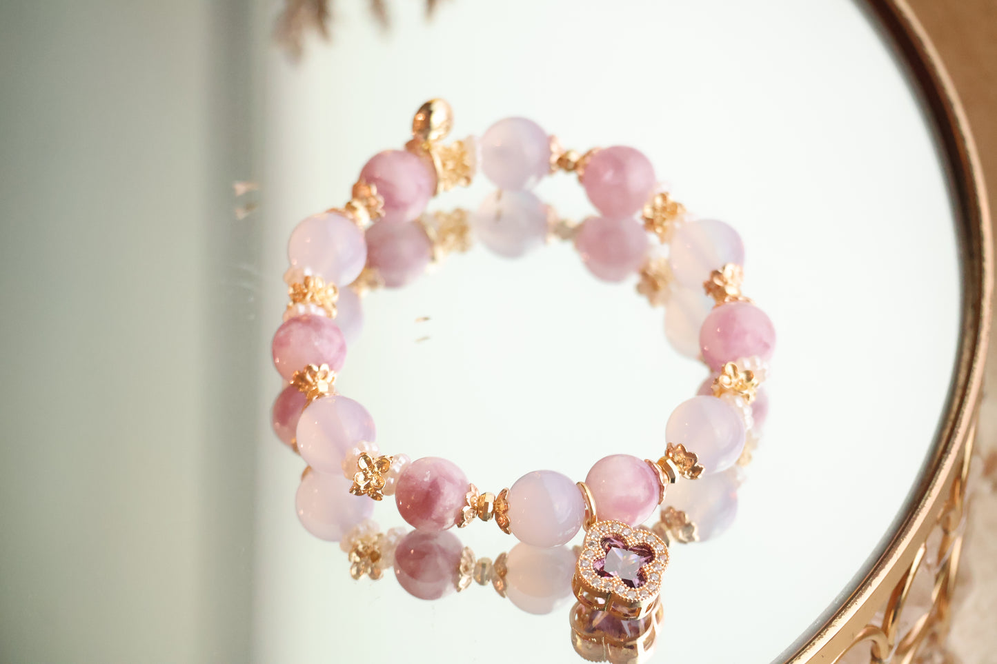 *Instocks* Cordelia Twin with Sparkly Clover Charm Crystal Bracelet (Elastic)