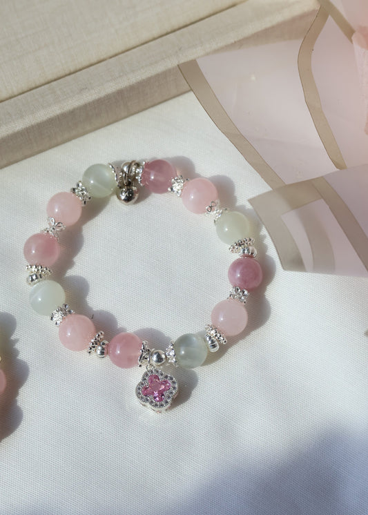 *Instocks* Cordelia Twin with Sparkly Clover in 10mm Crystal Bracelet (Elastic)