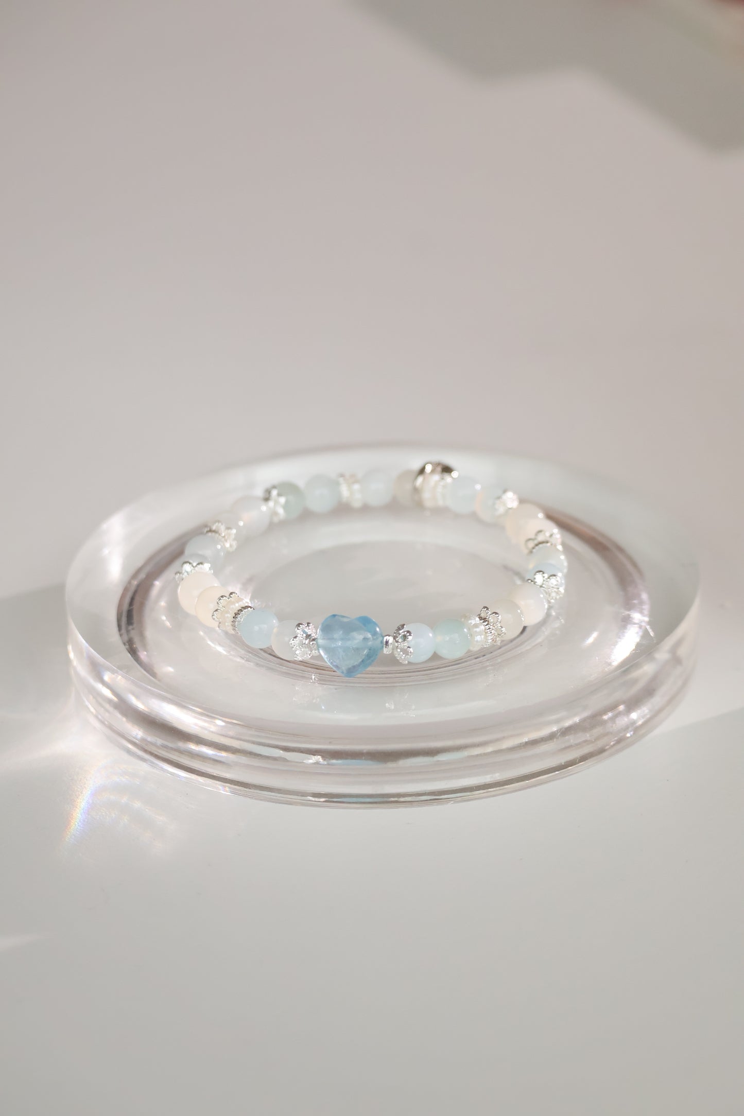 *Instocks* 6mm Stacker with Heart Carving Crystal Bracelet (Elastic)