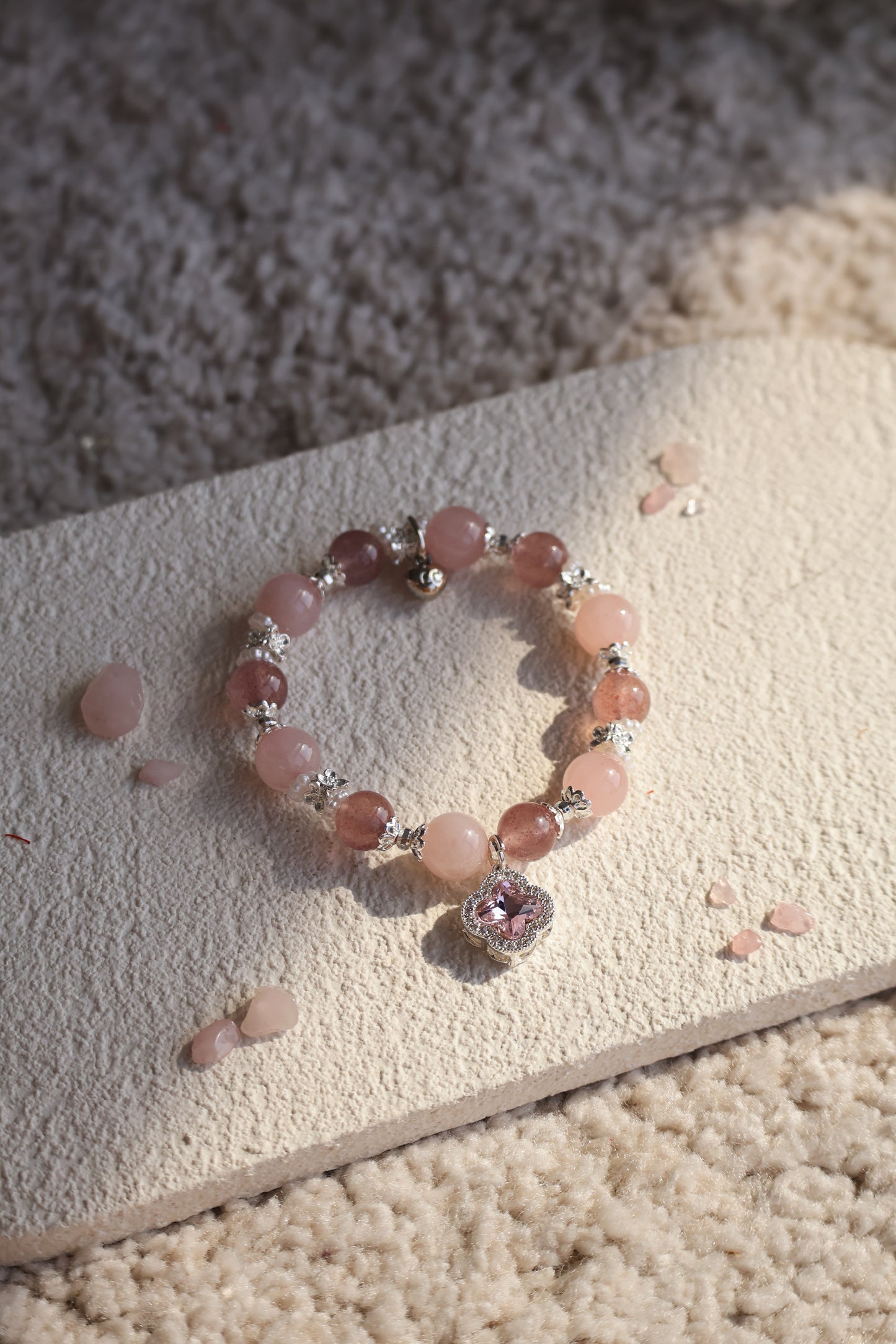 *Instocks* Cordelia Twin with Sparkly Clover Charm Crystal Bracelet (Elastic)