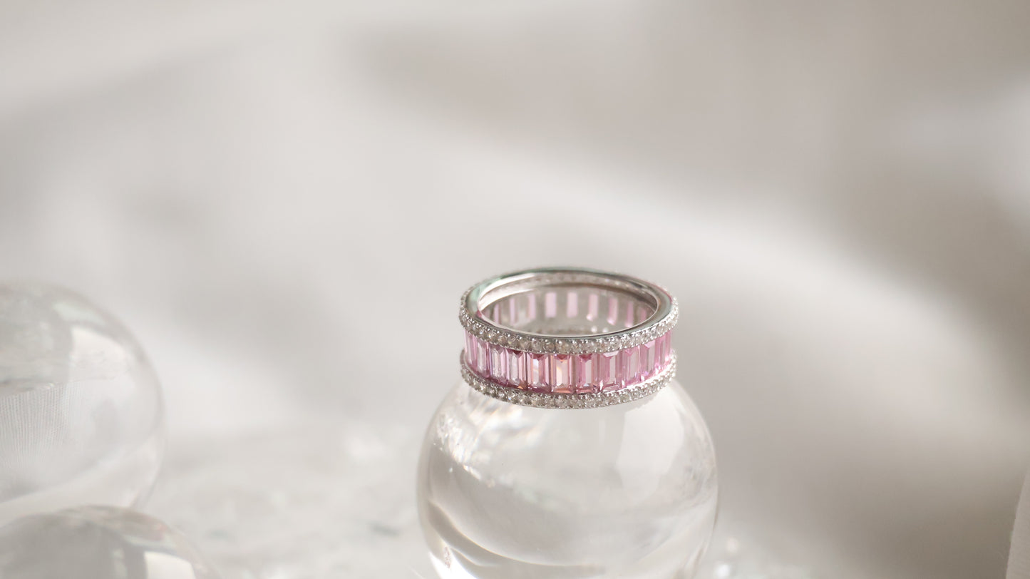 *Instocks* Camila - Pink Baguette Cut Moissanite Band Ring