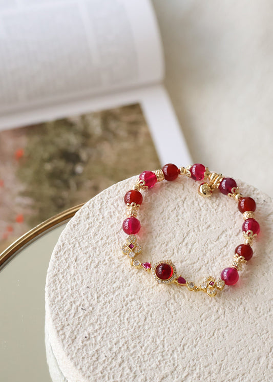 *Instocks* Carnelian & Red Star Ruby with Mystical Chain Crystal Bracelet (Elastic)