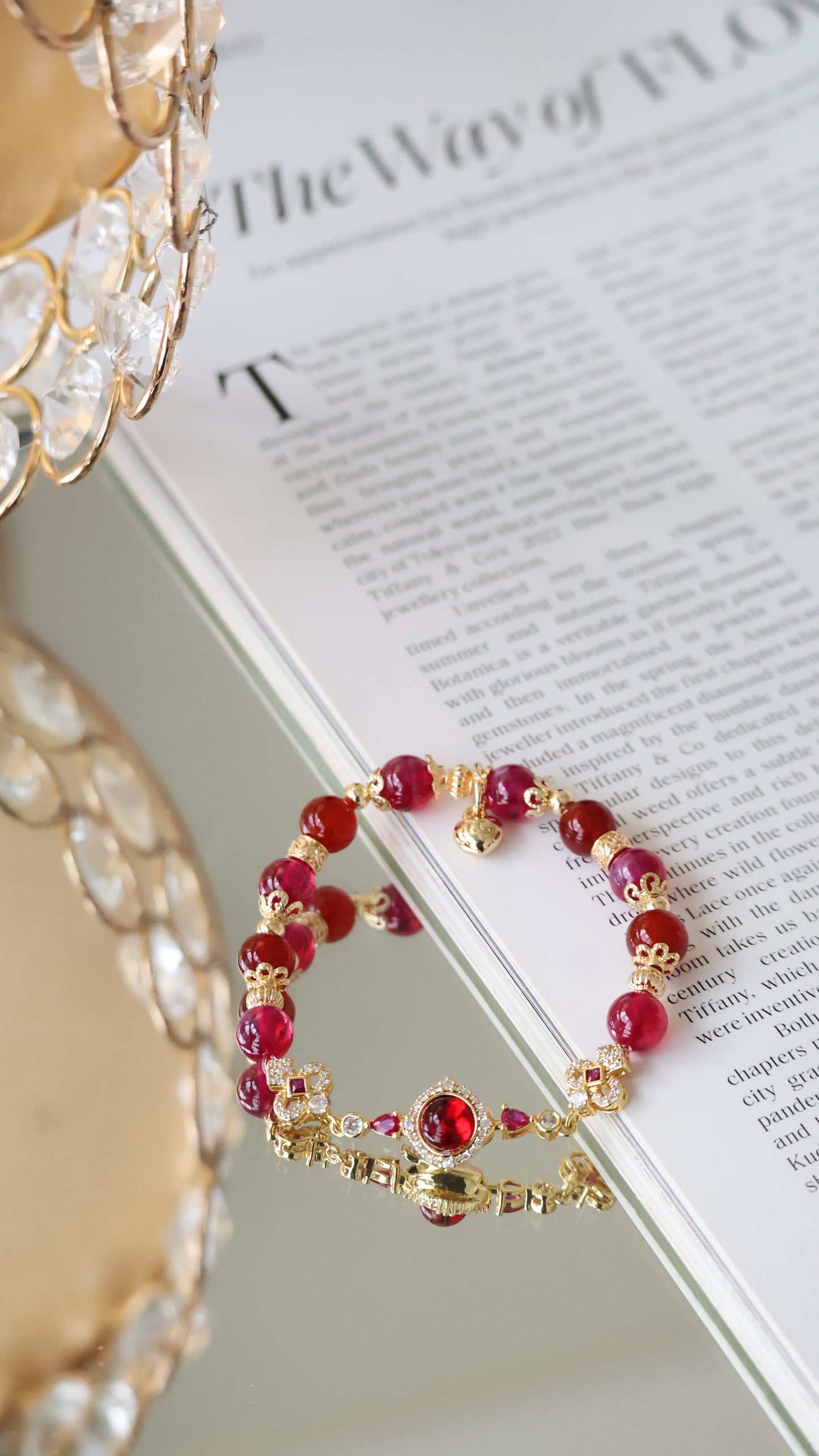 *Instocks* Carnelian & Red Star Ruby with Mystical Chain Crystal Bracelet (Elastic)