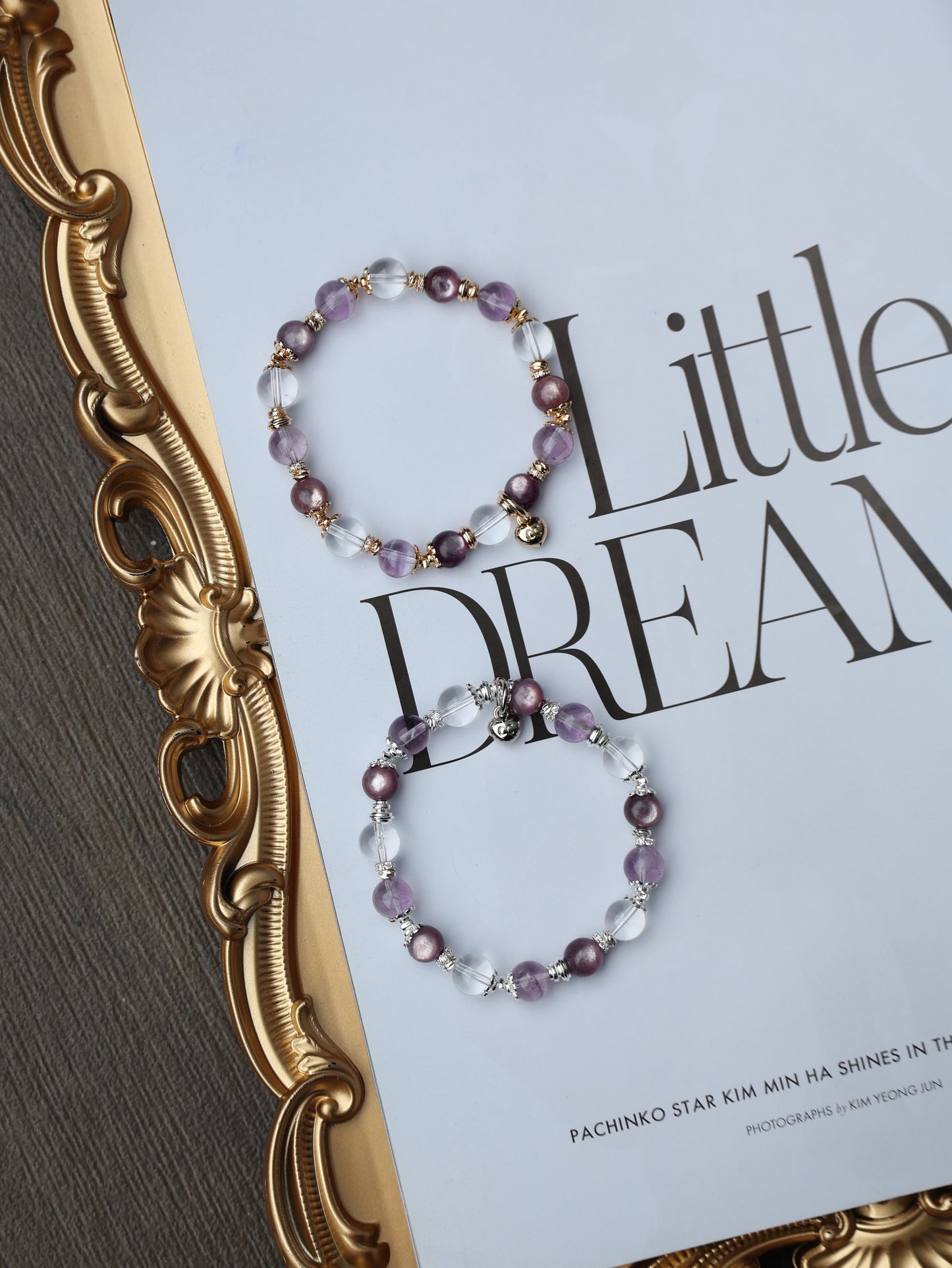 Clear Quartz, Lepidolite, Amethyst — Libra Horoscope Series | 8mm (Elastic)