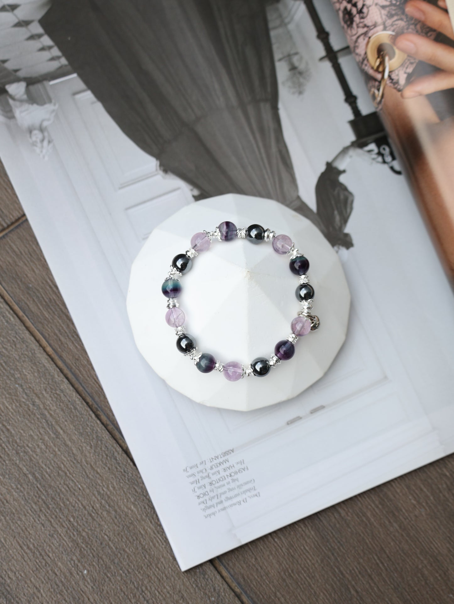 Fluorite, Hematite, Amethyst — Gemini Horoscope Series | 8mm (Elastic)