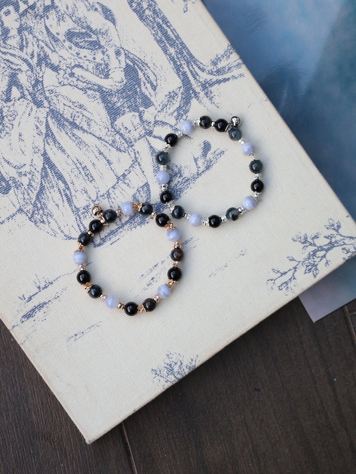 Black Tourmaline, Blue lace Agate, Pietersite — Pisces Horoscope Series | 8mm (Elastic)