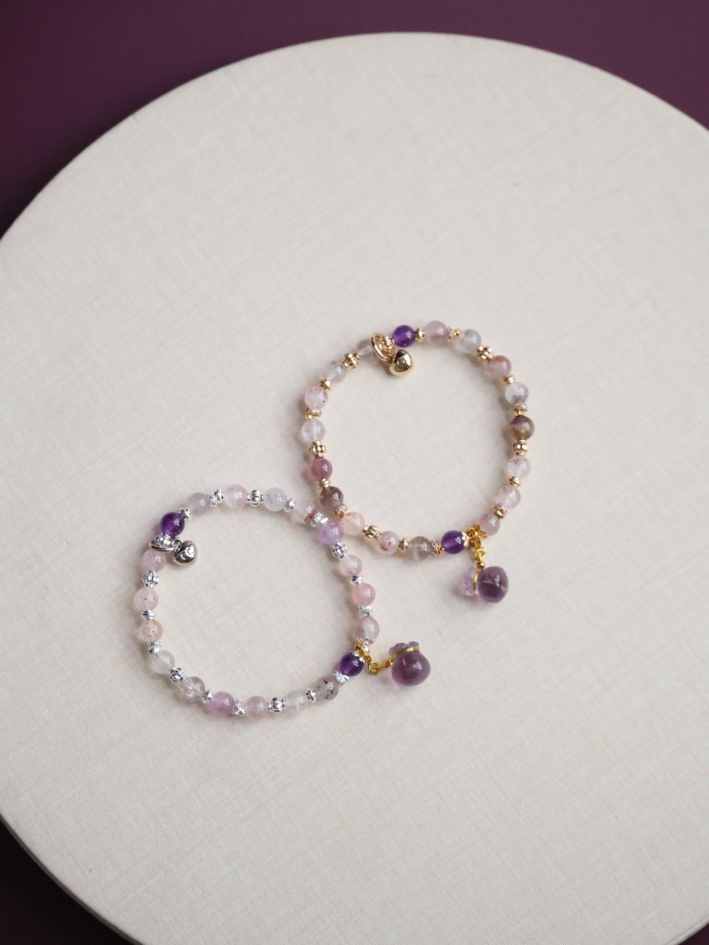 Super 7 & Amethyst with Money Bag — Mauve | 6mm (Elastic)
