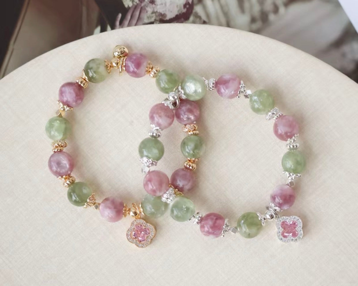 *Instocks* 8mm + 10mm Cordelia Twin: Pink Purple Emerald Mica & Green Emerald Mica