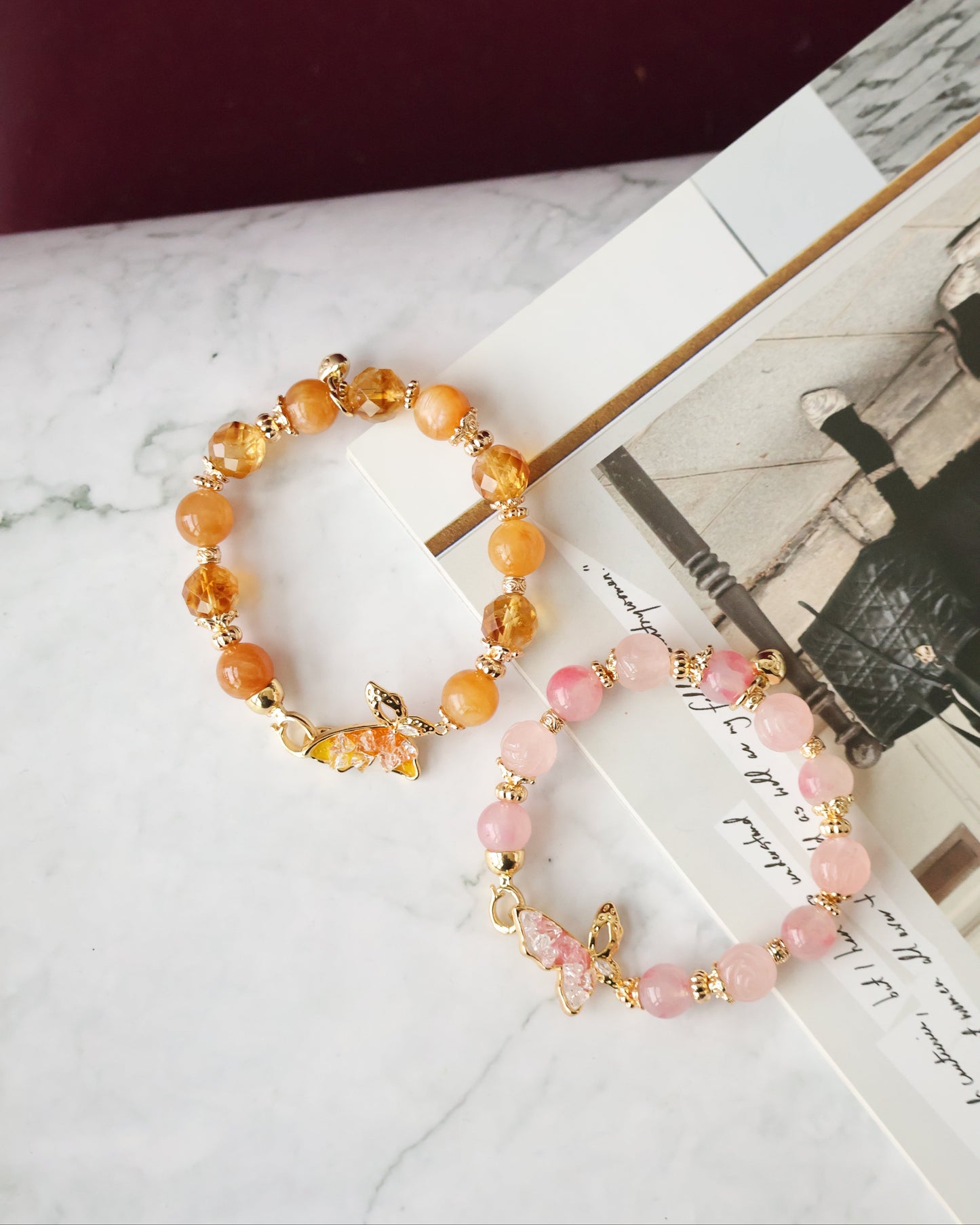 *Instocks* - Navillera Collection - 10mm Andesine Labradorite, Citrine & Rose Quart, Rhodonite (Elastic)