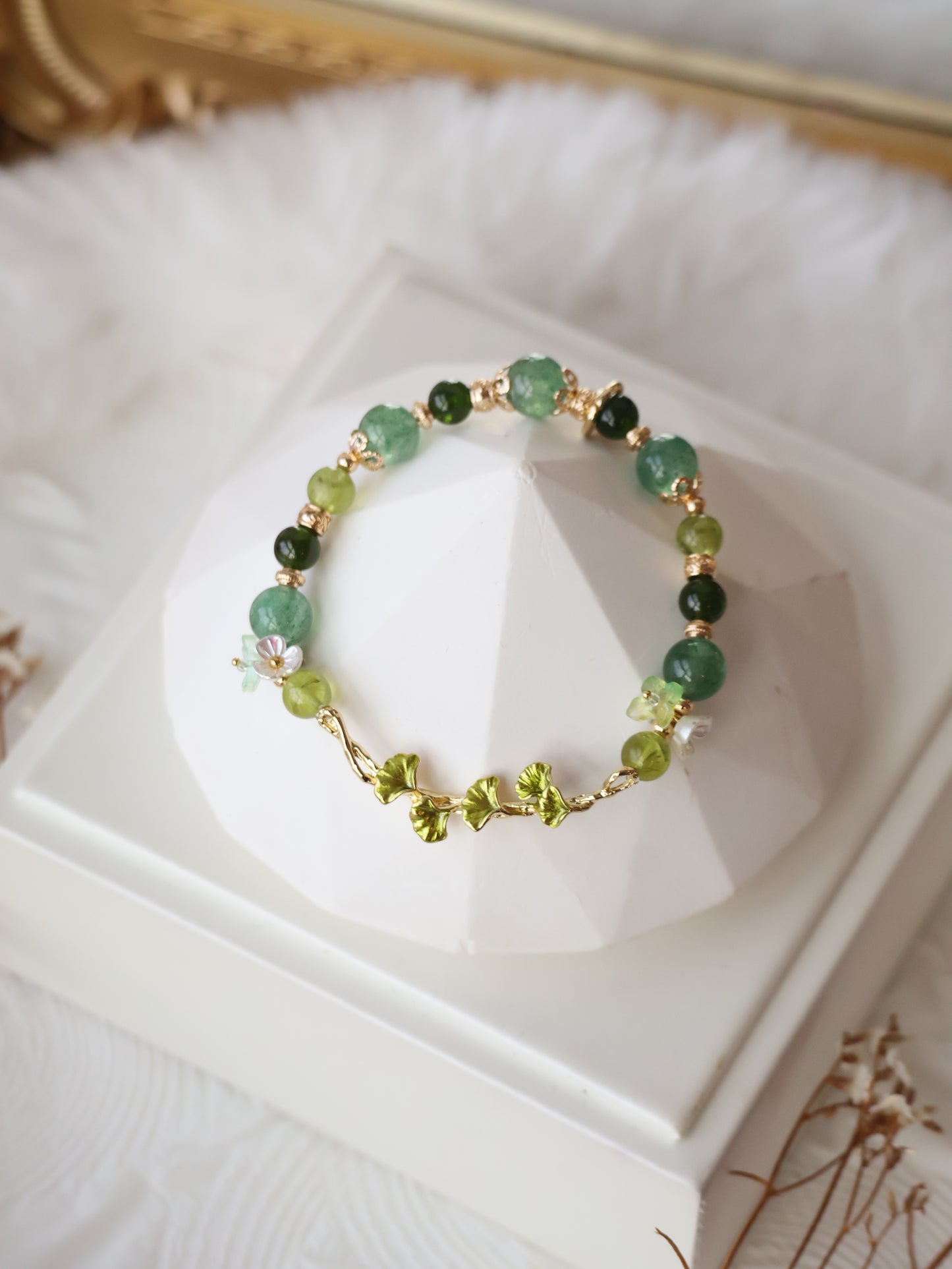 *Instocks* Midorin - 8mm Green Strawberry Quartz, Peridot, Diopside (Elastic)