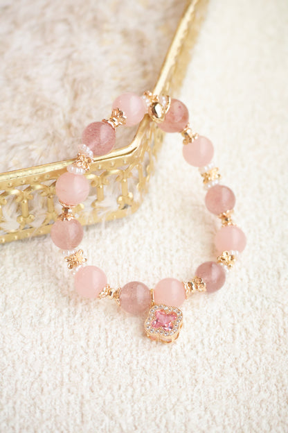 *Instocks* Cordelia Twin with Sparkly Clover Charm Crystal Bracelet (Elastic)