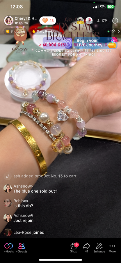 *Instocks* Pastel Duobao 多宝 - Citrine, Lemon Quartz, Aquamarine, Prehnite, Amethyst, Kunzite & Rose Quartz (Without Charm) Crystal Bracelet (Elastic)
