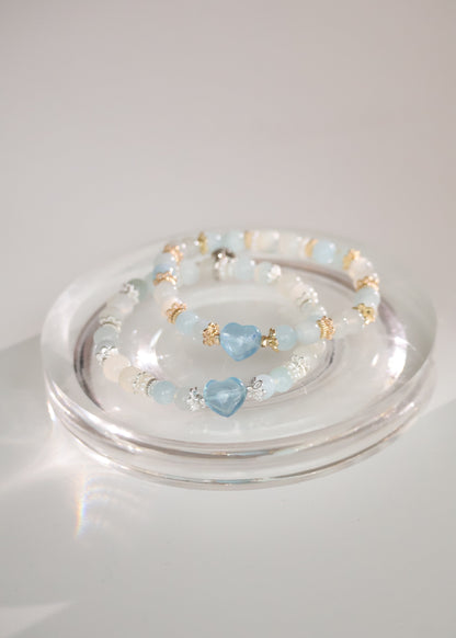 *Instocks* 6mm Stacker with Heart Carving Crystal Bracelet (Elastic)