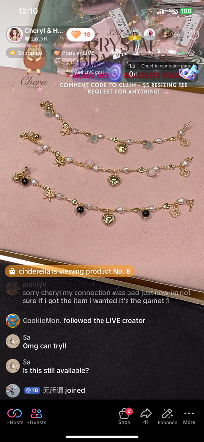 *Instocks* Danglys V2 with Ribbon, Heart Locket & Mini Clover Crystal Bracelet (OT Clasp)