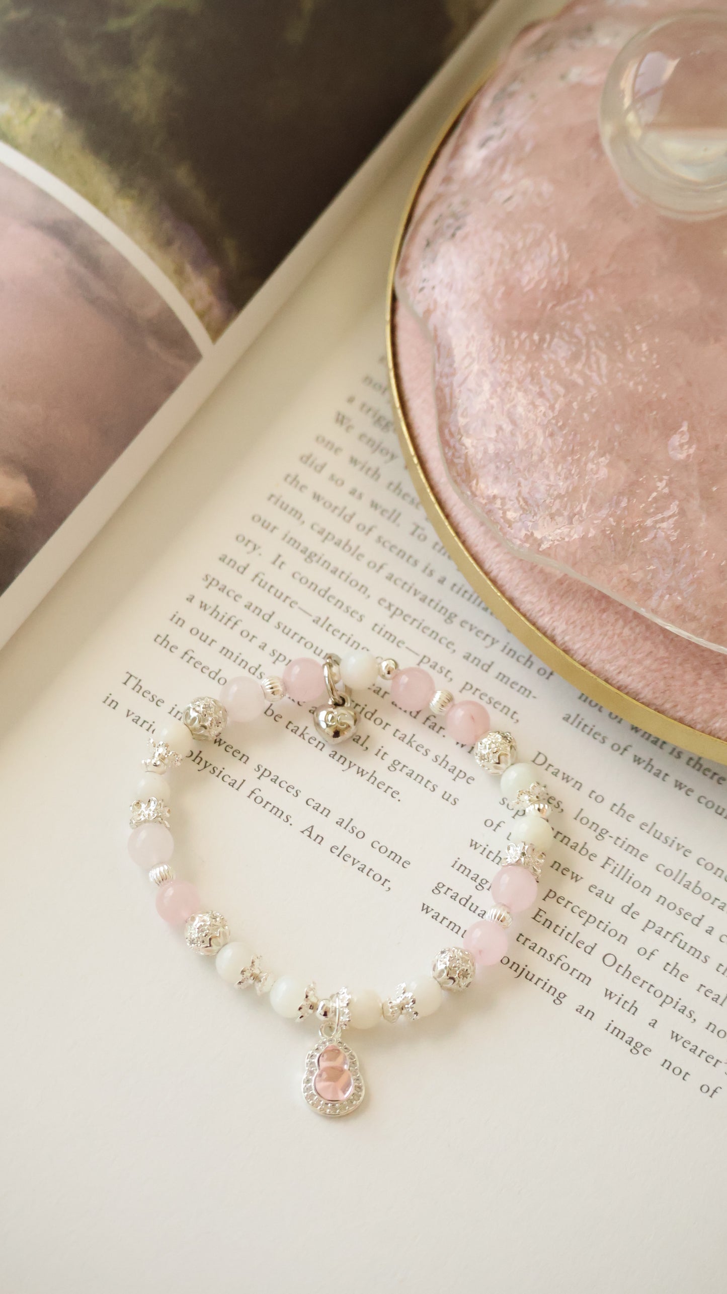 *Backorder* Mini Hulu - Rose Quartz & White Jadeite Crystal Bracelet (Elastic)