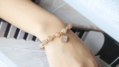 *Backorder* Cordelia Twin in 8mm - Thousand Layer Garden Quartz & Black Gold Super 7 Crystal Bracelet (Elastic)