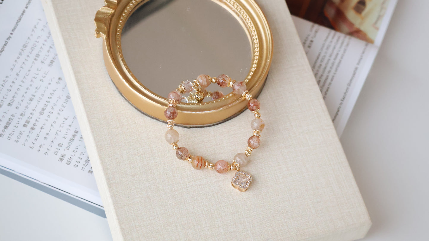 *Backorder* Cordelia Twin in 8mm - Thousand Layer Garden Quartz & Black Gold Super 7 Crystal Bracelet (Elastic)