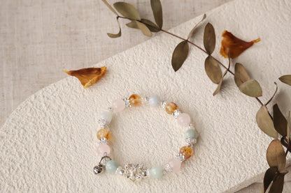 *Instocks* Azeztulite Citrine, Green Jadeite & Rose Quartz with Butterfly Charm Crystal Bracelet (Elastic)