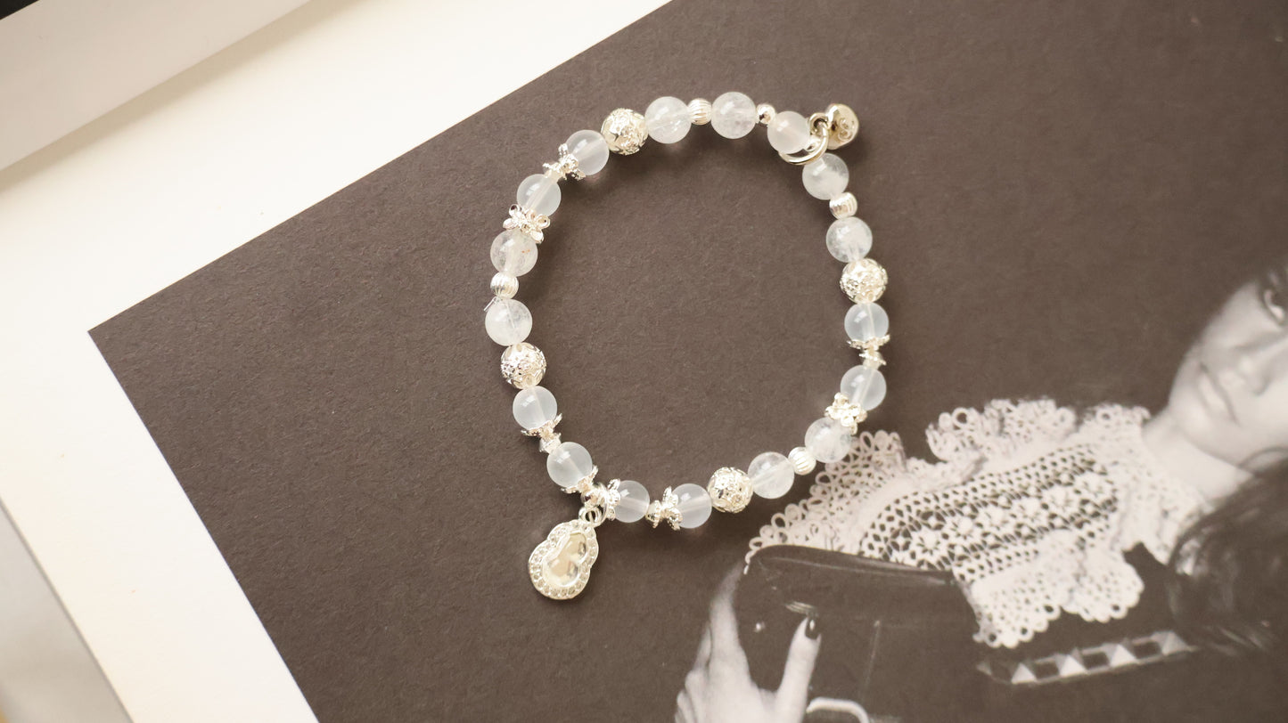 *Backorder* Mini Hulu - Girasol Quartz & Clear Quartz Crystal Bracelet (Elastic)
