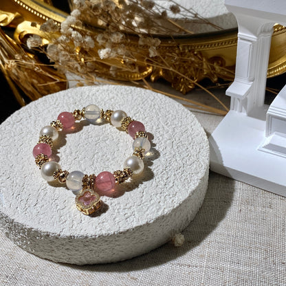 *Instocks* The Original Cordelia - Lavender Moon Quartz & Lavender Rose Quartz Crystal Bracelet (Elastic)