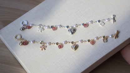 *Backorder* Dangly V2 - Strawberry Quartz Crystal Bracelet (OT Clasp)