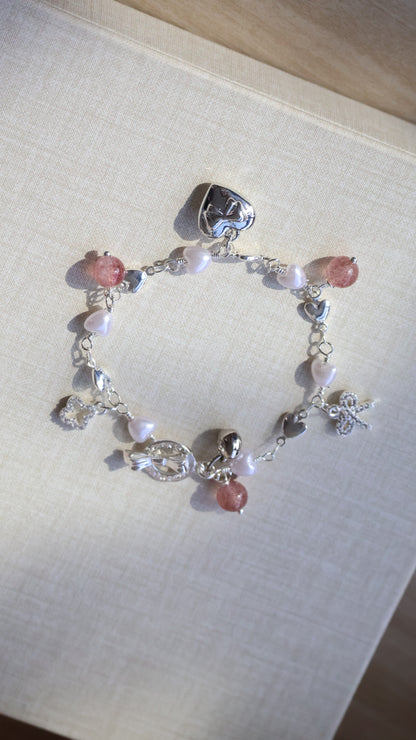 *Backorder* Dangly V2 - Strawberry Quartz Crystal Bracelet (OT Clasp)