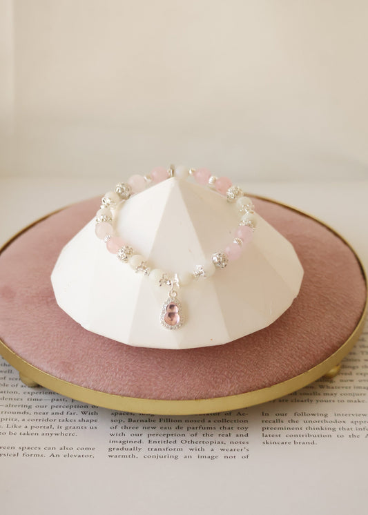 *Backorder* Mini Hulu - Rose Quartz & White Jadeite Crystal Bracelet (Elastic)