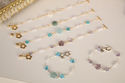 *Instocks* Sakura Flower Chain Crystal Bracelet (OT Clasp)