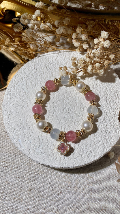 *Instocks* The Original Cordelia - Lavender Moon Quartz & Lavender Rose Quartz Crystal Bracelet (Elastic)