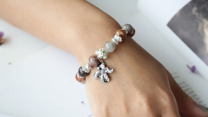 *Backorder* Mesmera - Garden Quartz with Flower & Bouquet Crystal Bracelet (Elastic)
