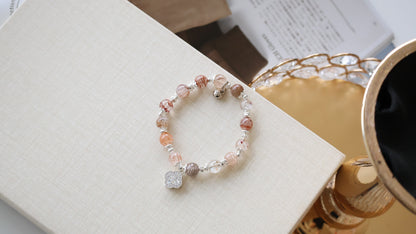 *Backorder* Cordelia Twin in 8mm - Thousand Layer Garden Quartz & Black Gold Super 7 Crystal Bracelet (Elastic)
