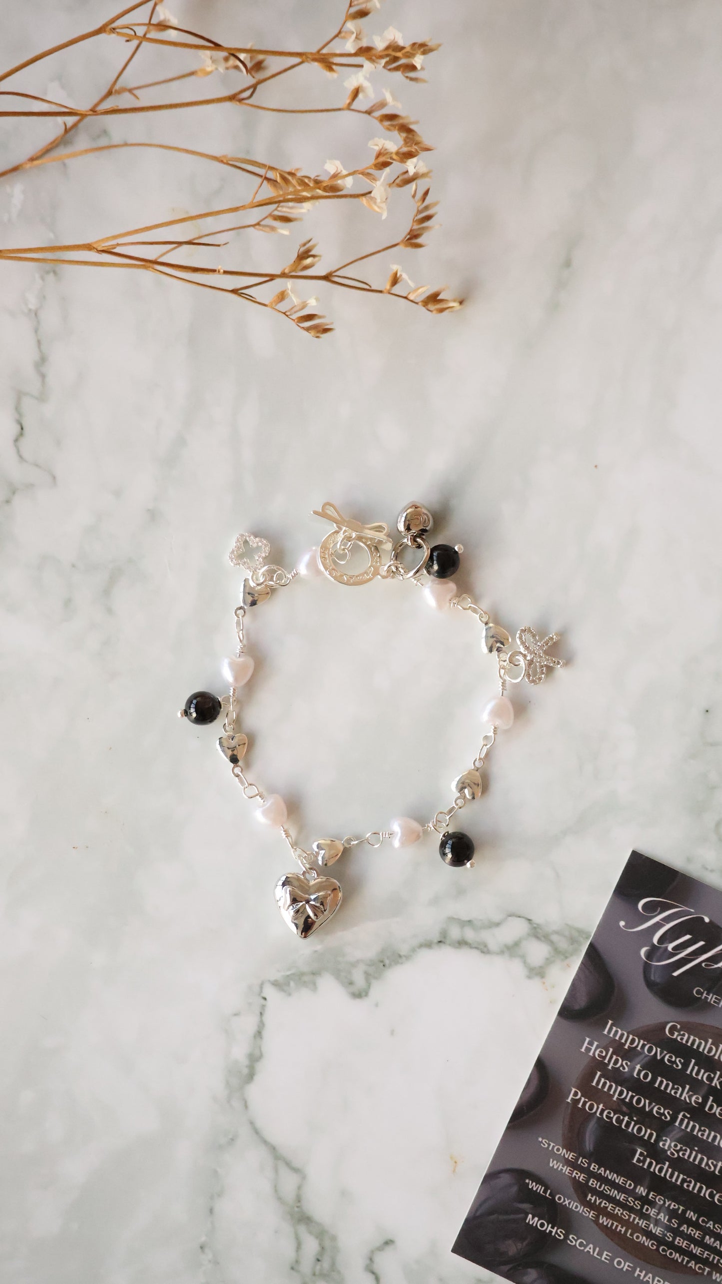 *Instocks* Dangly V2 with Ribbon, Heart Locket & Mini Clover Crystal Bracelet (OT Clasp)