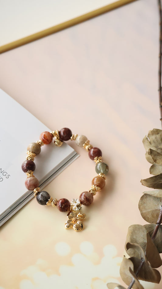 *Backorder* Mesmera - Garden Quartz with Flower & Bouquet Crystal Bracelet (Elastic)
