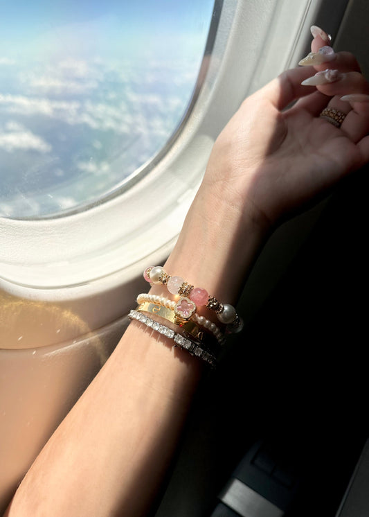 *Instocks* The Original Cordelia - Lavender Moon Quartz & Lavender Rose Quartz Crystal Bracelet (Elastic)