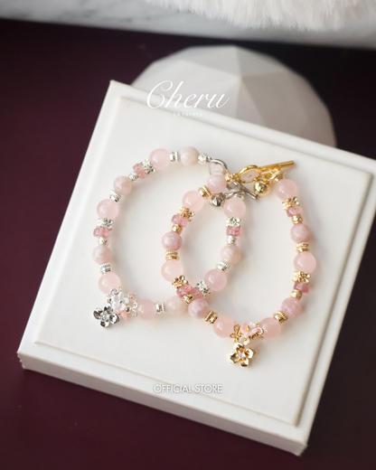 *Instocks*  Pink Reverie - 8mm Strawberry Quartz, Pink Purple Emerald Mica, Rose Quartz(Elastic)